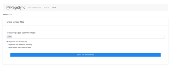 Screenshot PageSync create PageSync Share File